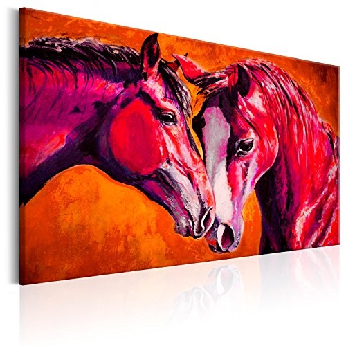 murando - Bilder Pferde 120x80 cm Vlies Leinwandbild 1 TLG Kunstdruck modern Wandbilder XXL Wanddekoration Design Wand Bild - Rose orange rot Tier g-C-0043-b-a
