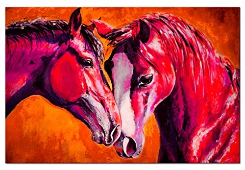 murando - Bilder Pferde 120x80 cm Vlies Leinwandbild 1 TLG Kunstdruck modern Wandbilder XXL Wanddekoration Design Wand Bild - Rose orange rot Tier g-C-0043-b-a