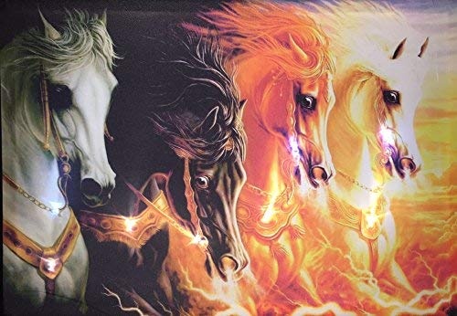 Samarkand-Lights LED-Bild mit Beleuchtung LED- Bilder Leinwandbild 65 x 45 cm Leuchtbild Pferde Tiere Wandbild