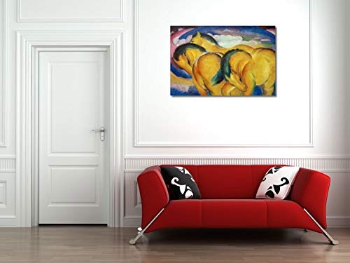 Franz Marc - Die kleinen gelben Pferde - 75x50 cm - Leinwandbild auf Keilrahmen - Wand-Bild - Kunst, Gemälde, Foto, Bild auf Leinwand - Alte Meister/Museum