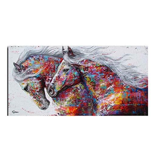 Provide The Best Zwei laufende Pferd Bunte Tiere Abstrakt Unframed Kunst auf Leinwand HD Printed Ölgemälde Poster Bilder