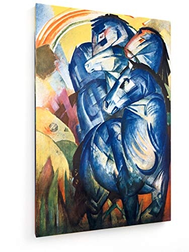Franz Marc - Der Turm der blauen Pferde - 50x75 cm - Textil-Leinwandbild auf Keilrahmen - Wand-Bild - Kunst, Gemälde, Foto, Bild auf Leinwand - Alte Meister/Museum