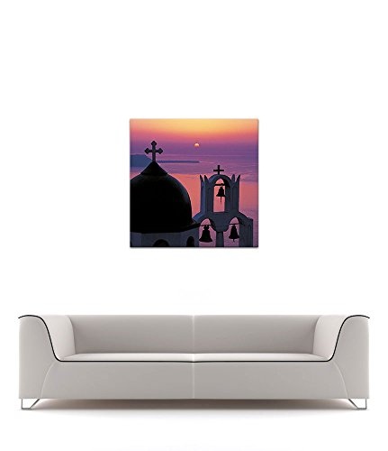 Keilrahmenbild - Mediteran II - Bild auf Leinwand - 80 x 80 cm - Leinwandbilder - Bilder als Leinwanddruck - Landschaften - Sonnenuntergang über dem Mittelmeer