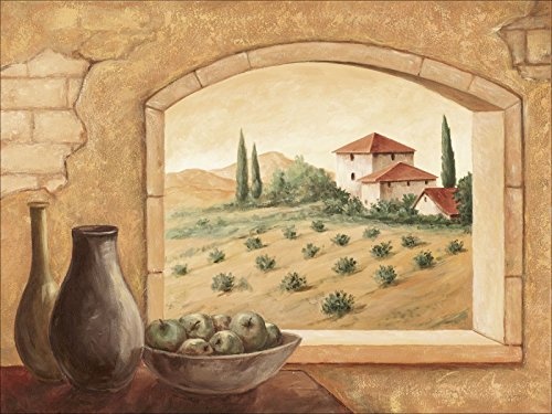 Artland Qualitätsbilder I Bild auf Leinwand Leinwandbilder Andres Toskana Landschaften Fensterblick Italien Malerei Creme A1QN