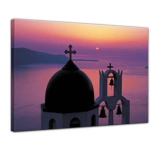 Keilrahmenbild - Mediteran II - Bild auf Leinwand - 120 x 90 cm - Leinwandbilder - Bilder als Leinwanddruck - Landschaften - Sonnenuntergang über dem Mittelmeer