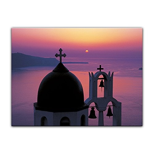 Keilrahmenbild - Mediteran II - Bild auf Leinwand - 120 x 90 cm - Leinwandbilder - Bilder als Leinwanddruck - Landschaften - Sonnenuntergang über dem Mittelmeer