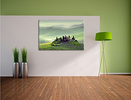 Wunderschöne Toskana Landschaft Format: 80x60 auf Leinwand, XXL riesige Bilder fertig gerahmt mit Keilrahmen, Kunstdruck auf Wandbild mit Rahmen, günstiger als Gemälde oder Ölbild, kein Poster oder Plakat