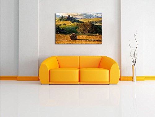 Italienische Toskana Landschaft Format: 100x70 auf Leinwand, XXL riesige Bilder fertig gerahmt mit Keilrahmen, Kunstdruck auf Wandbild mit Rahmen, günstiger als Gemälde oder Ölbild, kein Poster oder Plakat