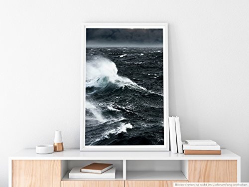 Best for home Artprints - Art Leinwandbild - Spitzende Wellen im Wind Schwarz Weiß- Fotodruck in gestochen scharfer Qualität