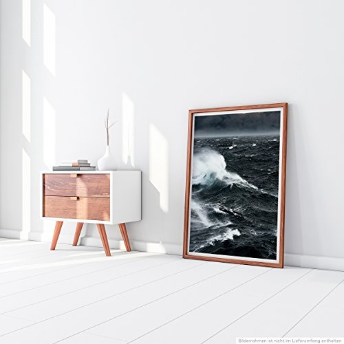 Best for home Artprints - Art Leinwandbild - Spitzende Wellen im Wind Schwarz Weiß- Fotodruck in gestochen scharfer Qualität