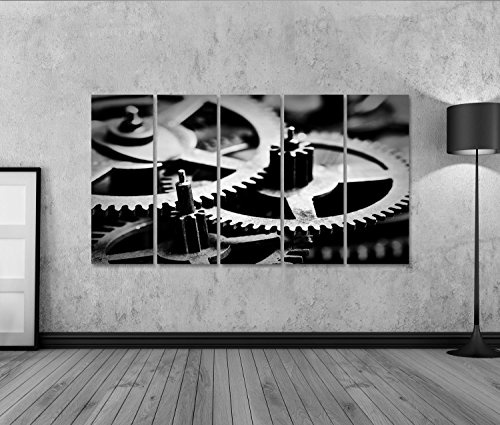 Bild Bilder auf Leinwand Zahnräder schwarz-weißen Konzept der Industrie, Wissenschaft Wandbild Leinwandbild Poster