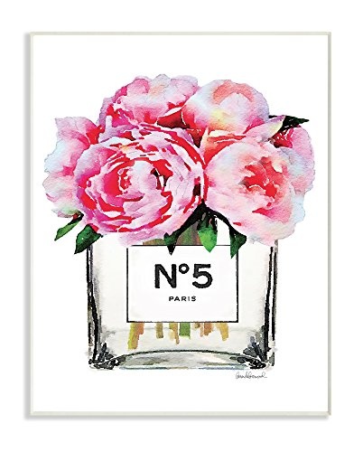 Stupell Industries Leinwandbild Glam Paris Vase mit rosa Pfingstrose Wandtafel 10 x 15