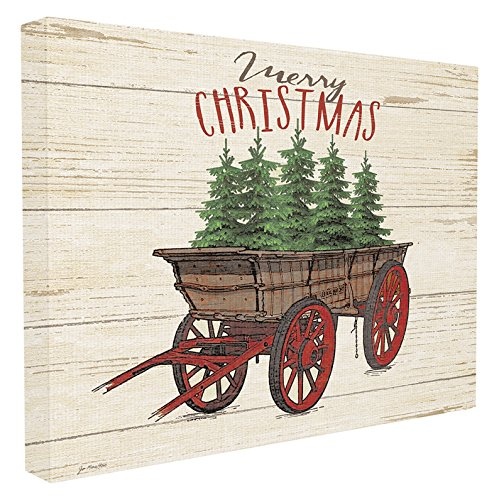 Stupell Industries Leinwandbild, Motiv Merry Christmas Tree Wagon, Gemälde, über Leinwand gespannt 24 x 30