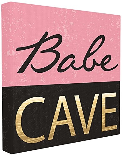 Stupell Industries Leinwandbild, Motiv Babe Cave in den USA, Pink/goldfarben Gemälde, über Leinwand gespannt 24 x 24