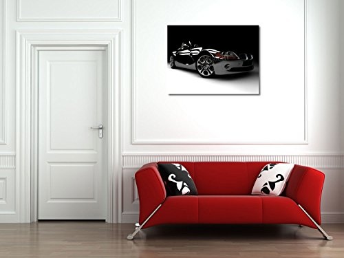 Schwarzes Auto - 100x75 cm - Leinwandbild auf Keilrahmen - Wand-Bild - Kunst, Gemälde, Foto, Bild auf Leinwand - Auto & Verkehr