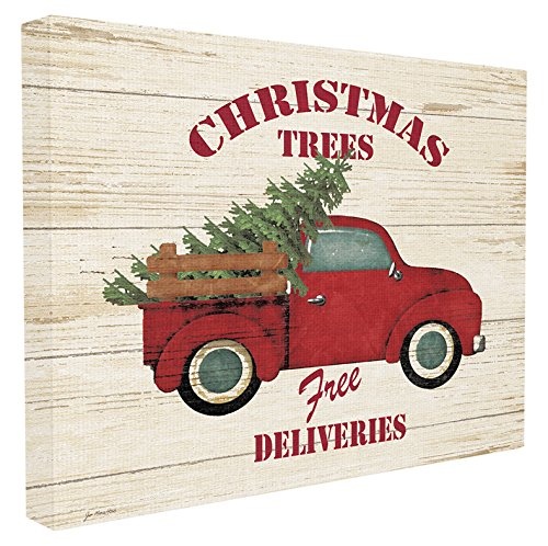 Stupell Industries Merry Christmas Vintage Baum Truck Übergroße gedehnt Art Wand, Leinwandbild, Mehrfarbig, 60,96 x 3,81 x 76,2 cm