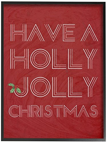 The Stupell Home Décor Collection Holly Jolly Christmas Leinwandbild, gespannt, Weihnachtsmotiv eingerahmter Kunstdruck 16 x 20