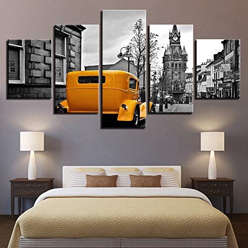 DZBMY Wandbild Leinwand HD Spray Malerei Retro Industrie Auto fünf Malerei Kunst Leinwand TV Hintergrund Wand Bar Büro Dekoration