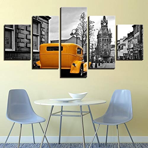 DZBMY Wandbild Leinwand HD Spray Malerei Retro Industrie Auto fünf Malerei Kunst Leinwand TV Hintergrund Wand Bar Büro Dekoration