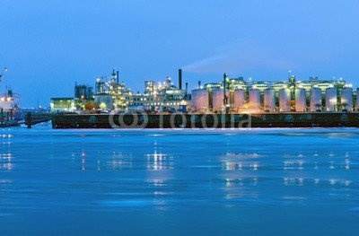 Leinwand-Bild 90 x 60 cm: "Industry at the icy river...