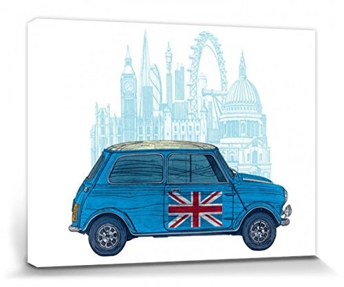 1art1 63753 Autos - Mini London, Barry Goodman Poster Leinwandbild Auf Keilrahmen 80 x 60 cm