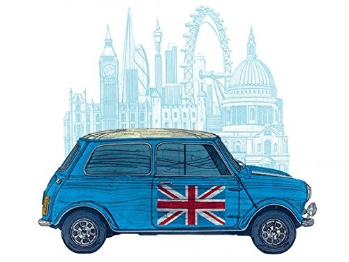 1art1 63753 Autos - Mini London, Barry Goodman Poster Leinwandbild Auf Keilrahmen 80 x 60 cm