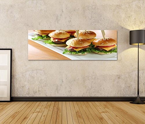 Bild Bilder auf Leinwand Mini-Hamburger, Mini-Burger Wandbild, Poster, Leinwandbild KEB
