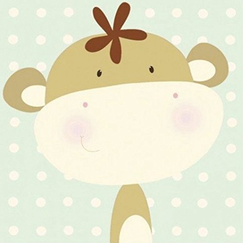 1art1 65047 Nicola Evans - Mini Monkey Poster Leinwandbild Auf Keilrahmen 40 x 40 cm