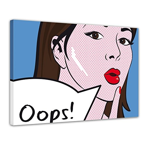 Keilrahmenbild - Pop-Art Oops Frau - Bild auf Leinwand -...