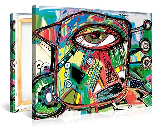 Premium Kunstdruck Wand-Bild - Doodle Parrot - 100x75cm - Leinwand-Druck in deutscher Marken-Qualität - Leinwand-Bilder auf Holz-Keilrahmen als moderne Wanddekoration