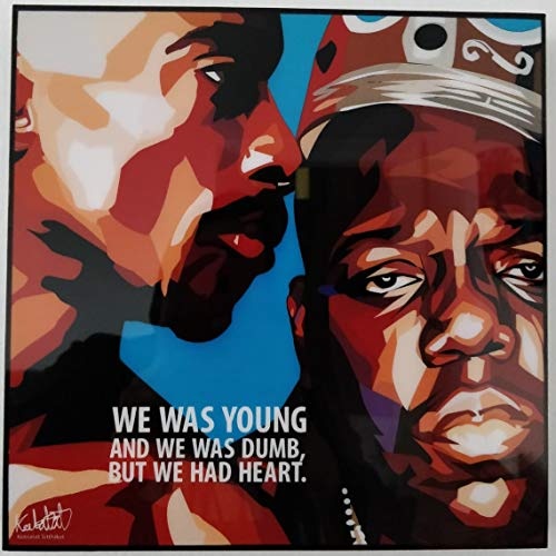 GLAGOODS Biggie Smalls Tupac Shakur Rap Hip Hop Streets All Eyes On Me Music Icon Pop Art Leinwandbild, gerahmt, Vinyl, Geschenk-Zitate