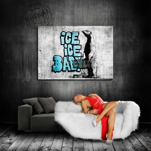 Moderne Bild auf Leinwand Banksy Graffiti - Ice Baby...