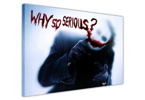 Joker aus Batman Dark Night Zitat „Why So Serious“ Leinwandbild Kunstdruck Hollywood Legends Bilder DC Comics Print Pop Art, canvas holz, 8- A1 - (76 x 60 cm)