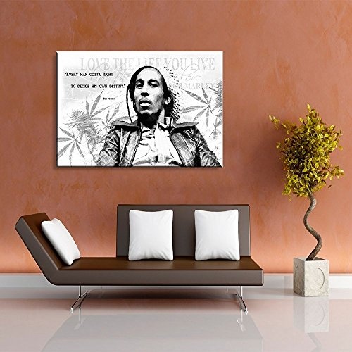 Julia-Art / Leinwand-Bild Bob Marley Jamaika - Sänger Legend Leinwanddruck, Kunstdruck sw23 Wandbild 40 x 30 cm