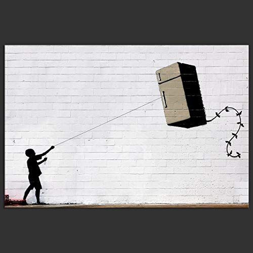 decomonkey Akustikbild Banksy 120x80 cm 1 Teilig Bilder Leinwandbilder Wandbilder XXL Schallschlucker Schallschutz Akustikdämmung Wandbild Deko leise Urban Graffiti