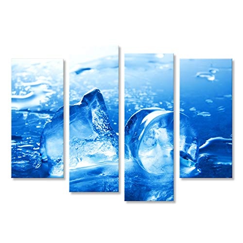 islandburner Bild Bilder auf Leinwand Nahaufnahme von schmelzenden Eiswürfeln. Kühle Erfrischung. Blaue Tönung. Wandbild Leinwandbild Poster DKT