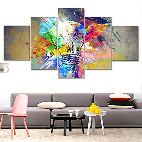 Leinwand HD Drucke Bilder Home Wandkunst Rahmen 5 Stücke Kühle Birne Poster Farbe Abstrakte Birne Gemälde Für Wohnzimmer Decor,B,40×60×2+40×80x2+40×100×1
