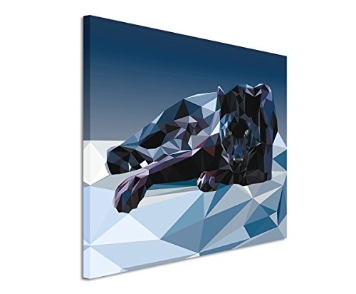 Sinus Art Wandbild 120x80cm Bild - Geometrischer schwarzer Panther