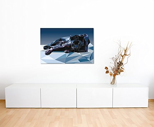 Sinus Art Wandbild 120x80cm Bild - Geometrischer schwarzer Panther