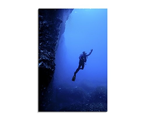 Fotoleinwand 90x60cm Naturfotografie - Taucher unter Wasser, Malta