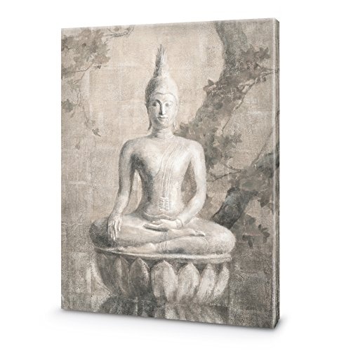 Leinwandbild, Buddha neutral, Buddha-Statue, Gemälde, grau, 60x80x3,5 cm von Eurographics
