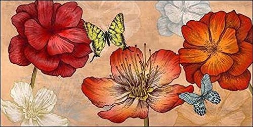 Keilrahmen-Bild - Eve C. Grant: Flowers and Butterflies...