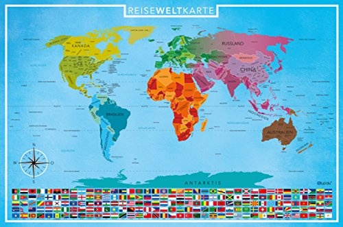 blupalu I Rubbel Weltkarte I Weltkarte zum Rubbeln XXL I Gold I mit Flaggen und Rubbel-Chip I World Map Poster I 89 x 59 cm | Deutsch