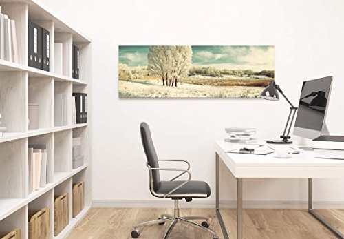 Paul Sinus Art Leinwandbilder | Bilder Leinwand 150x50cm eisige Winterlandschaft mit Baum