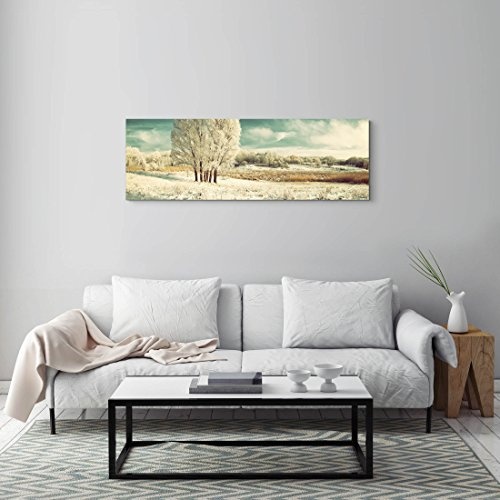 Paul Sinus Art Leinwandbilder | Bilder Leinwand 150x50cm eisige Winterlandschaft mit Baum