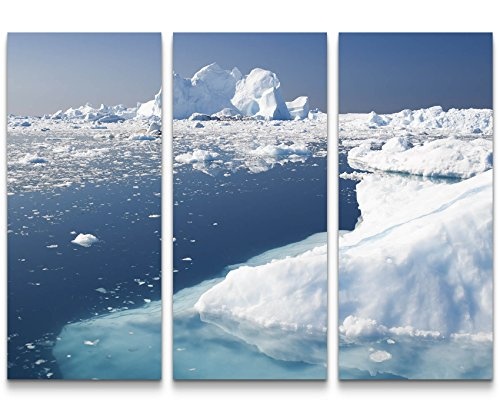 Paul Sinus Art Leinwandbilder | Bilder Leinwand 130x90cm Eisberge im Sommer - Grönland