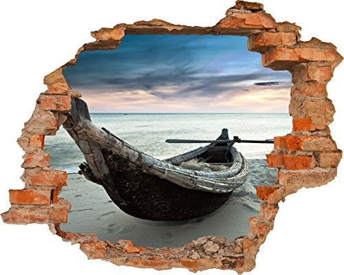 Fototapete 3D Bild Tapete Loch in der Wand Boot auf dem...