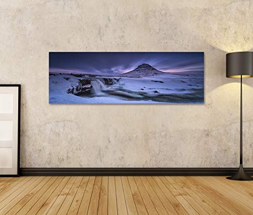 islandburner Bild Bilder auf Leinwand Kirkjufell und Kirkjufellfoss schneite in Einem kalten Winter Wandbild, Poster, Leinwandbild OIP