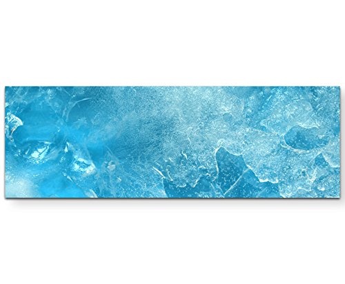 Paul Sinus Art Leinwandbilder | Bilder Leinwand 150x50cm Hellblaue Eiskristalle