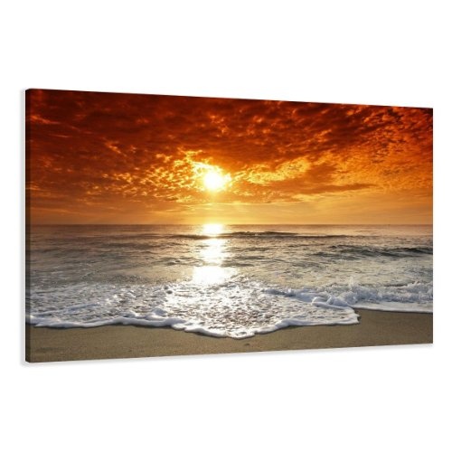 Visario Leinwandbilder 5038 Bild auf Leinwand Strand, 120 x 80 cm